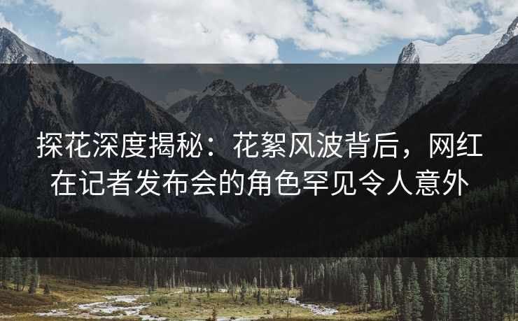 探花深度揭秘：花絮风波背后，网红在记者发布会的角色罕见令人意外
