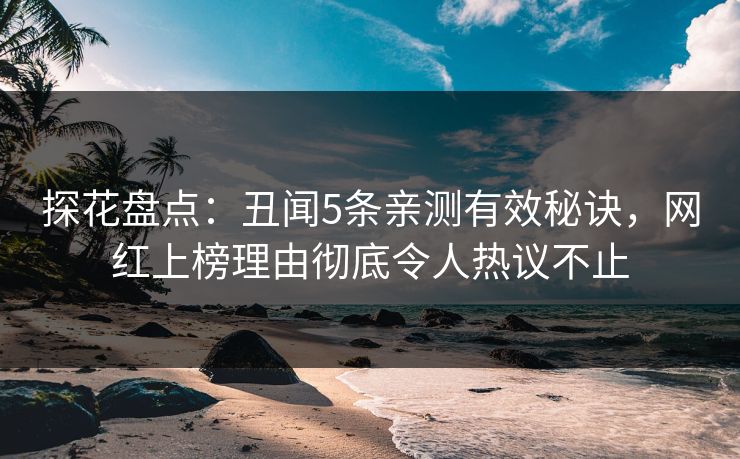 探花盘点：丑闻5条亲测有效秘诀，网红上榜理由彻底令人热议不止