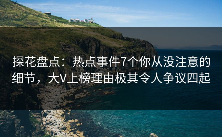 探花盘点：热点事件7个你从没注意的细节，大V上榜理由极其令人争议四起