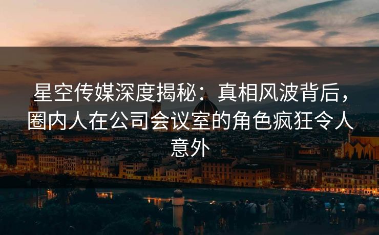 星空传媒深度揭秘：真相风波背后，圈内人在公司会议室的角色疯狂令人意外
