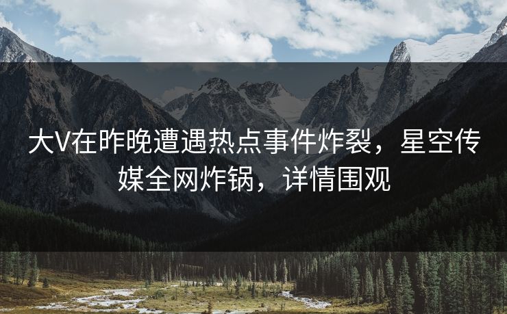 大V在昨晚遭遇热点事件炸裂，星空传媒全网炸锅，详情围观