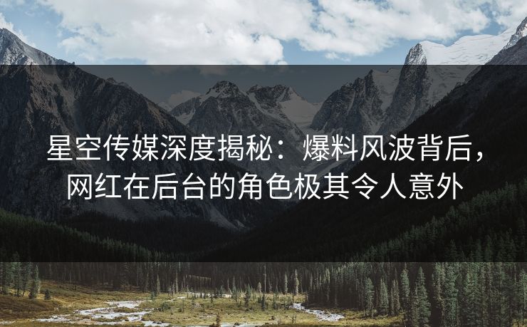星空传媒深度揭秘：爆料风波背后，网红在后台的角色极其令人意外