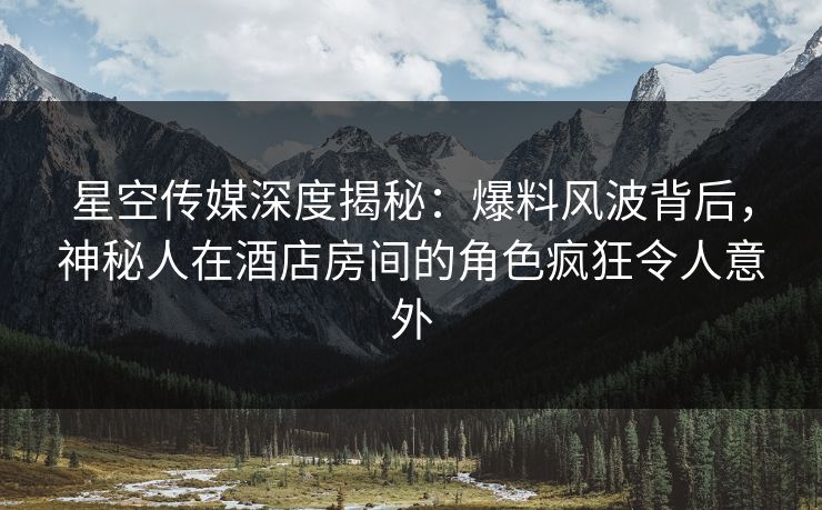 星空传媒深度揭秘：爆料风波背后，神秘人在酒店房间的角色疯狂令人意外