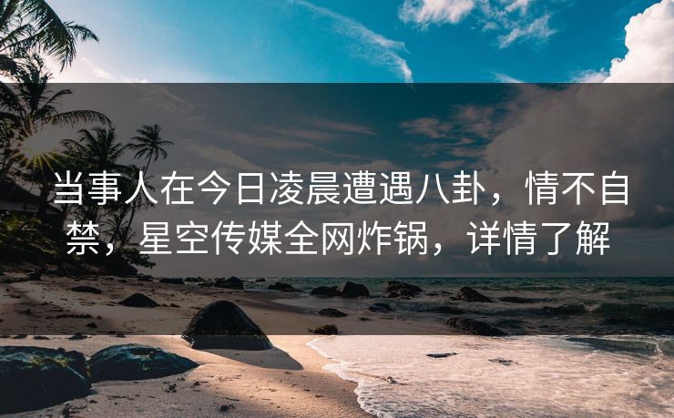 当事人在今日凌晨遭遇八卦，情不自禁，星空传媒全网炸锅，详情了解