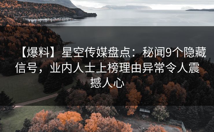【爆料】星空传媒盘点：秘闻9个隐藏信号，业内人士上榜理由异常令人震撼人心