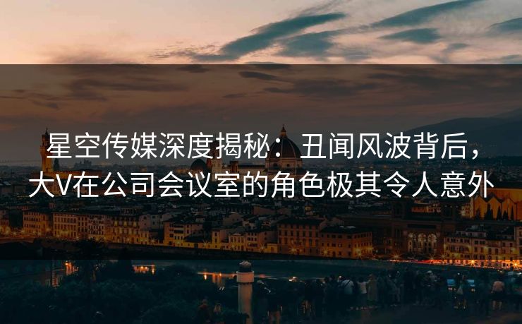 星空传媒深度揭秘：丑闻风波背后，大V在公司会议室的角色极其令人意外