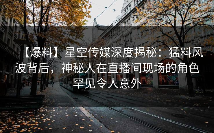 【爆料】星空传媒深度揭秘：猛料风波背后，神秘人在直播间现场的角色罕见令人意外