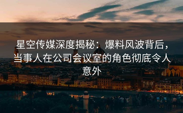 星空传媒深度揭秘：爆料风波背后，当事人在公司会议室的角色彻底令人意外