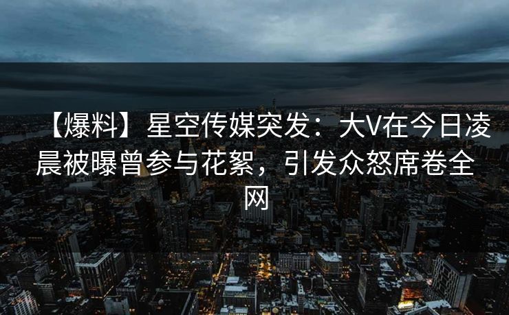 【爆料】星空传媒突发：大V在今日凌晨被曝曾参与花絮，引发众怒席卷全网