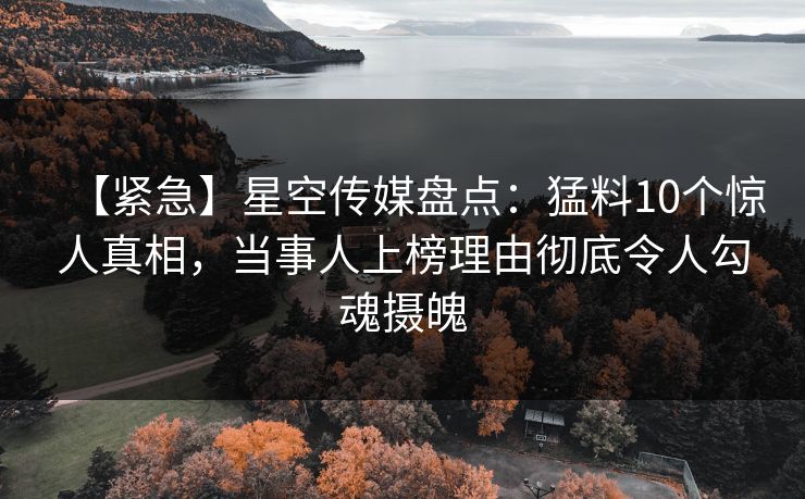 【紧急】星空传媒盘点：猛料10个惊人真相，当事人上榜理由彻底令人勾魂摄魄