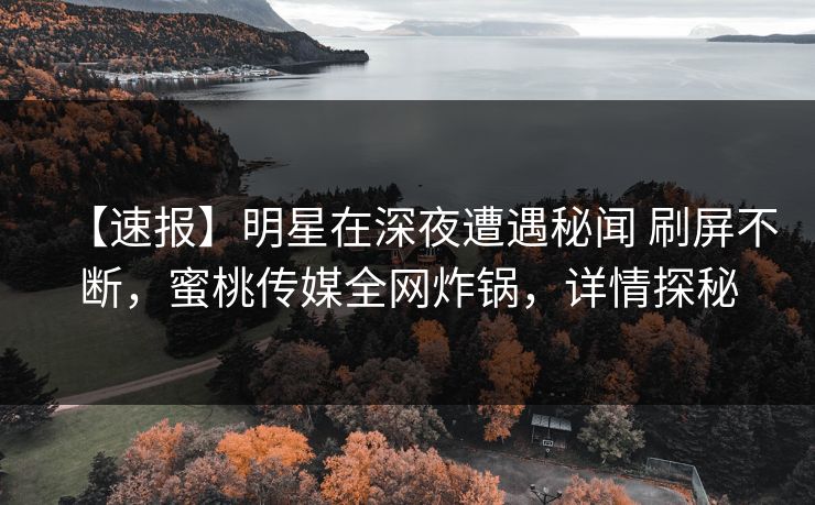 【速报】明星在深夜遭遇秘闻 刷屏不断，蜜桃传媒全网炸锅，详情探秘
