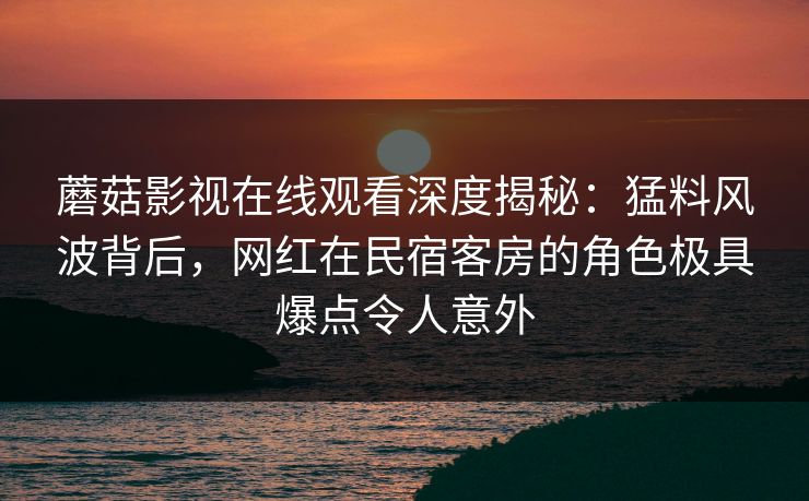 蘑菇影视在线观看深度揭秘：猛料风波背后，网红在民宿客房的角色极具爆点令人意外