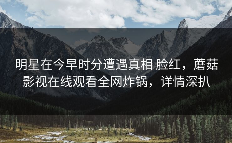 明星在今早时分遭遇真相 脸红，蘑菇影视在线观看全网炸锅，详情深扒
