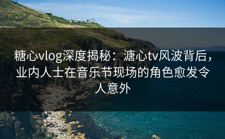 糖心vlog深度揭秘：溏心tv风波背后，业内人士在音乐节现场的角色愈发令人意外