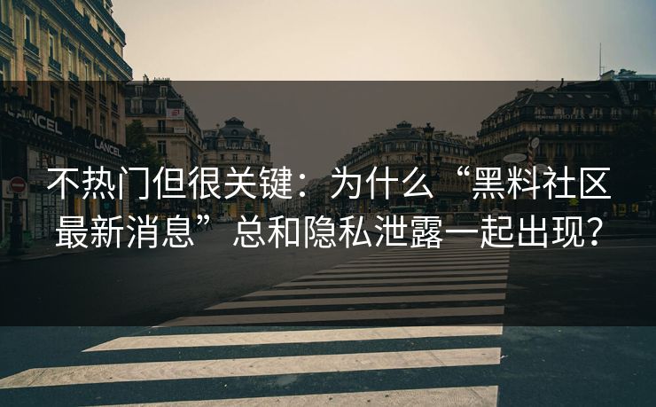 不热门但很关键：为什么“黑料社区最新消息”总和隐私泄露一起出现？
